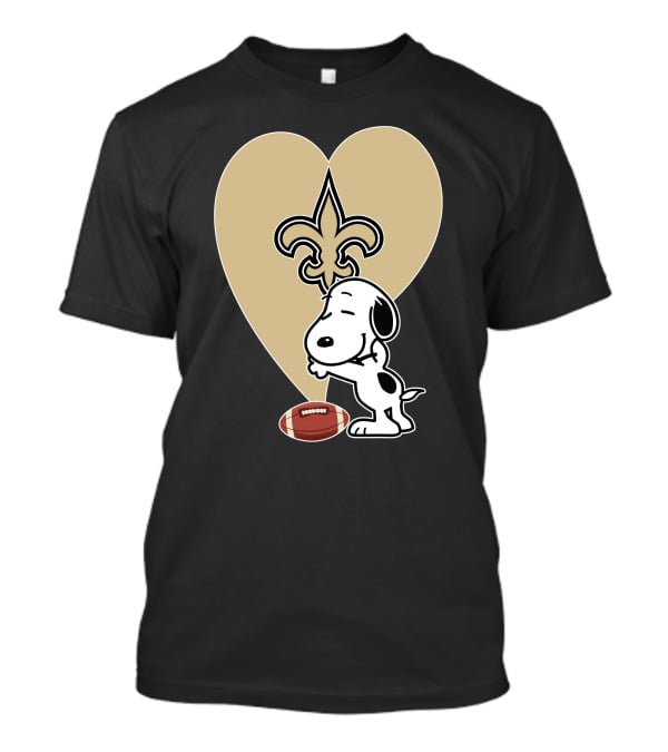 New Orleans Saints Snoopy Hug Heart Fleur-de-Lis Football T-Shirt