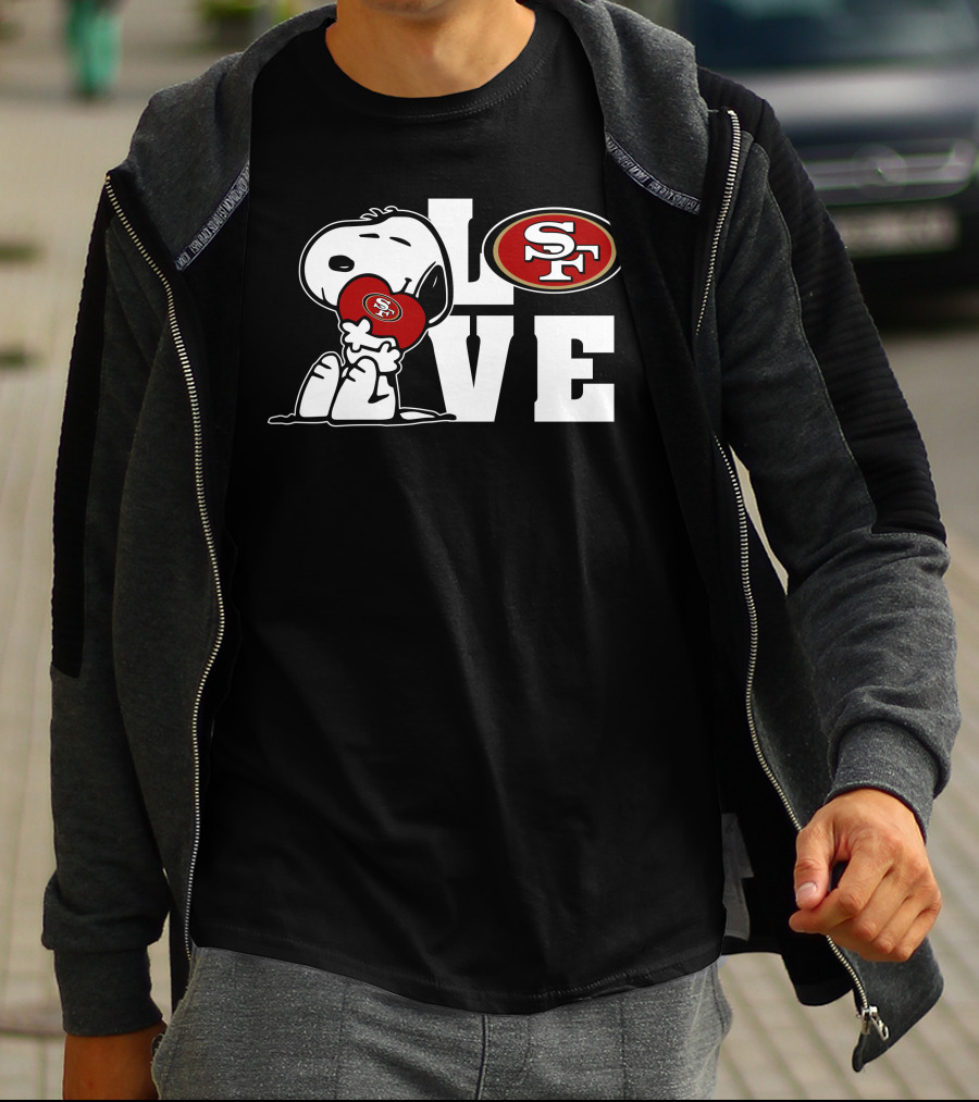 Snoopy Love San Francisco 49ers SF Logo Peanuts Football T-Shirt