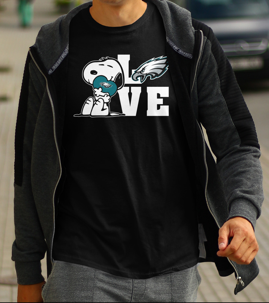 Snoopy Love Philadelphia Eagles Heart T-Shirt