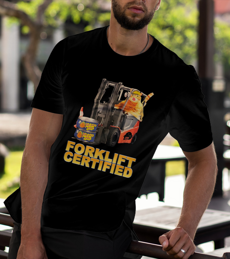 Forklift Certified Cat With Chef Pepe Soup Cans T-Shirt