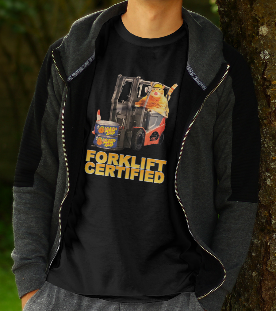 Forklift Certified Cat With Chef Pepe Soup Cans T-Shirt