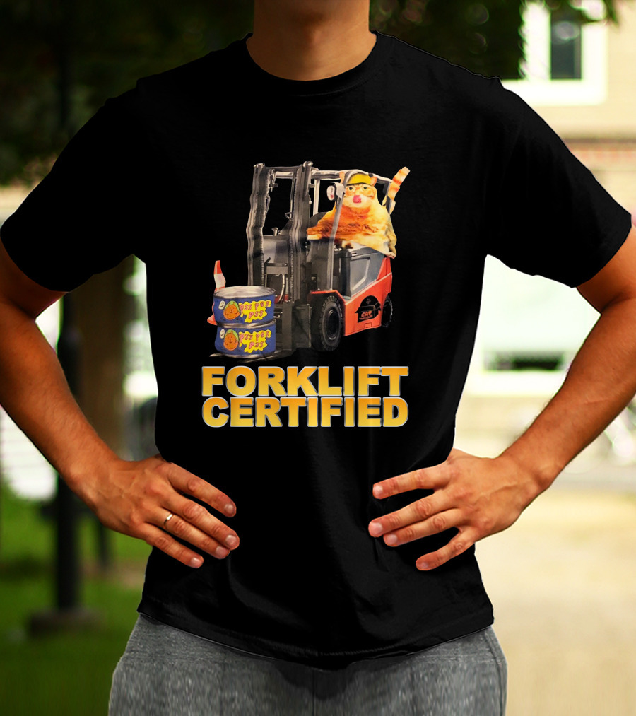Forklift Certified Cat With Chef Pepe Soup Cans T-Shirt