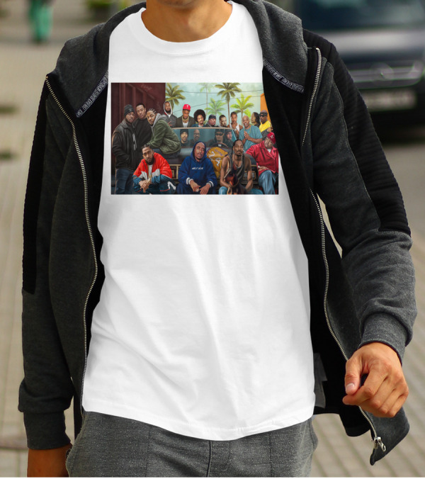 WCHH Hip Hop Legends Collage Icons In Urban Street Scene T-Shirt