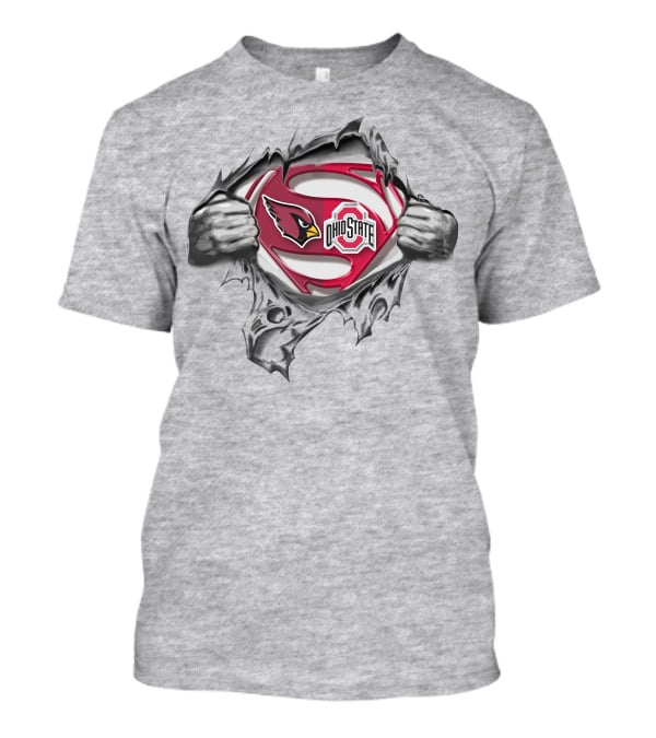 Arizona Cardinals Ohio State Buckeyes Superman Logo Tear Open Combo T-Shirt