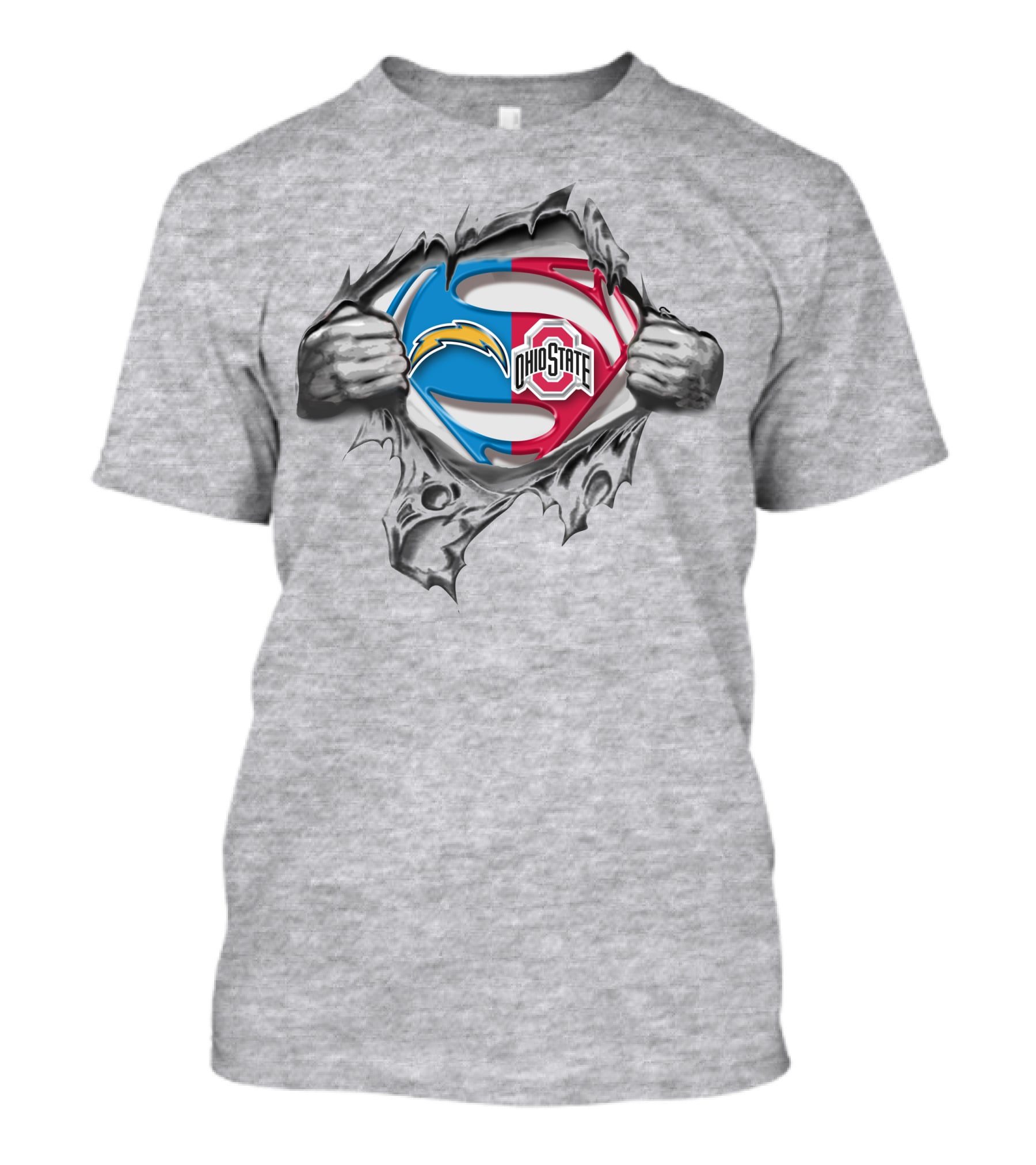 Los Angeles Chargers Ohio State Buckeyes Superman Logo Fusion T-Shirt