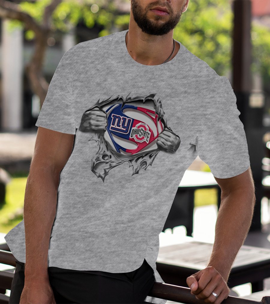 New York Giants Ohio State Buckeyes Superman Logo Burst T-Shirt
