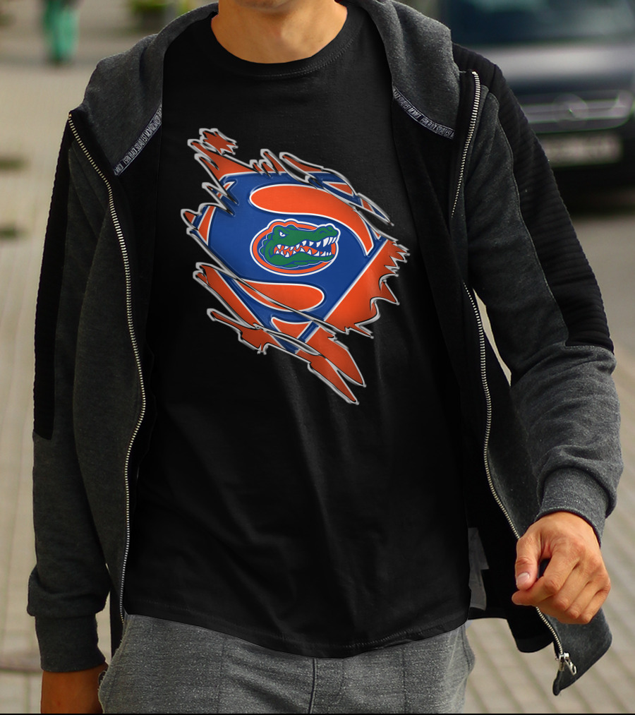 Florida Gators Super Man Logo With Alligator Emblem T-Shirt