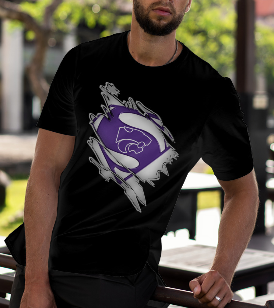 Kansas State Wildcats Superman Logo Scratch Effect T-Shirt