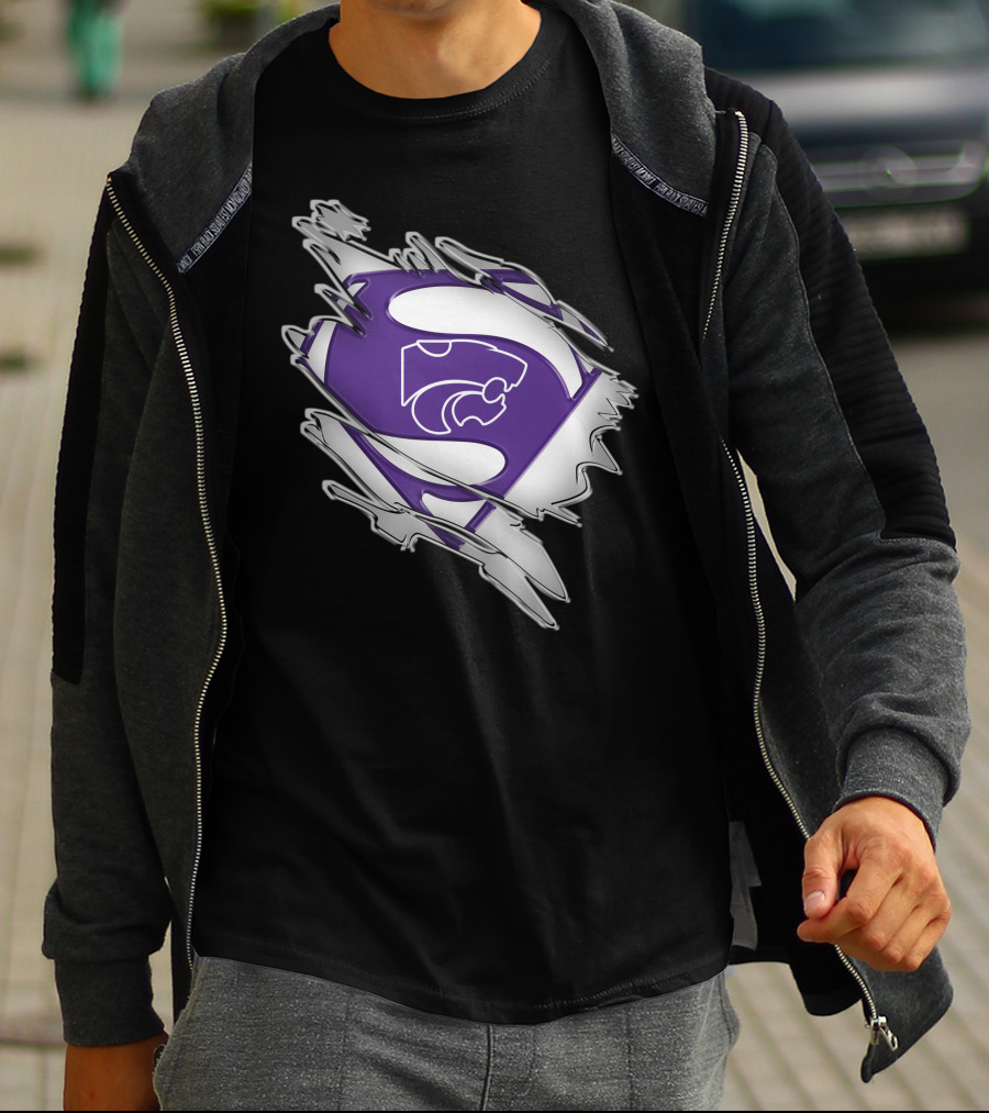 Kansas State Wildcats Superman Logo Scratch Effect T-Shirt