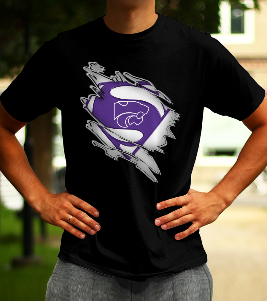 Kansas State Wildcats Superman Logo Scratch Effect T-Shirt
