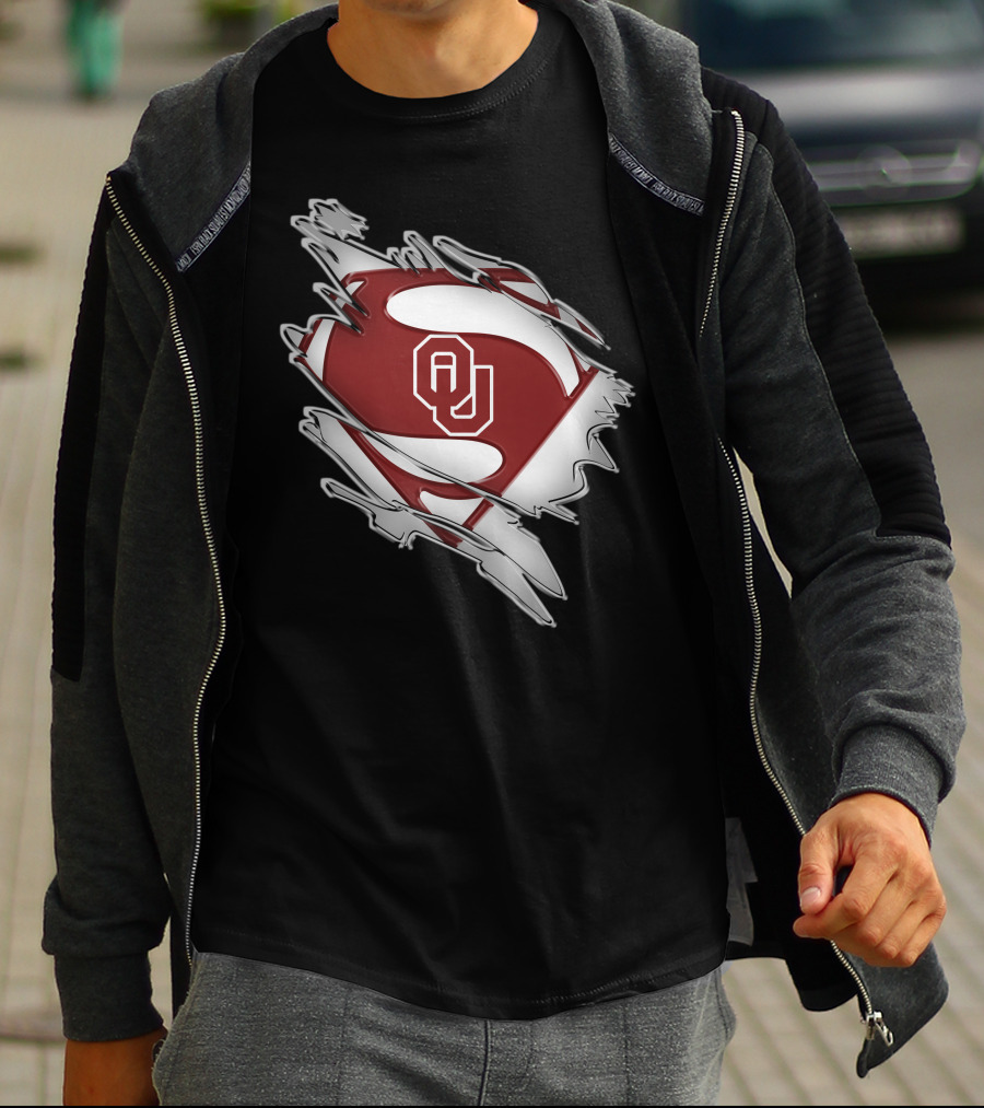Oklahoma Sooners Superman OU Logo Emblem T-Shirt
