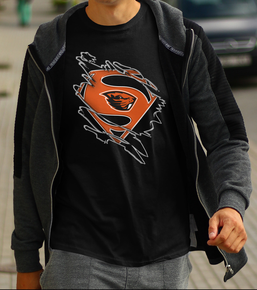 Oregon State Beavers Superman Logo Rip T-Shirt