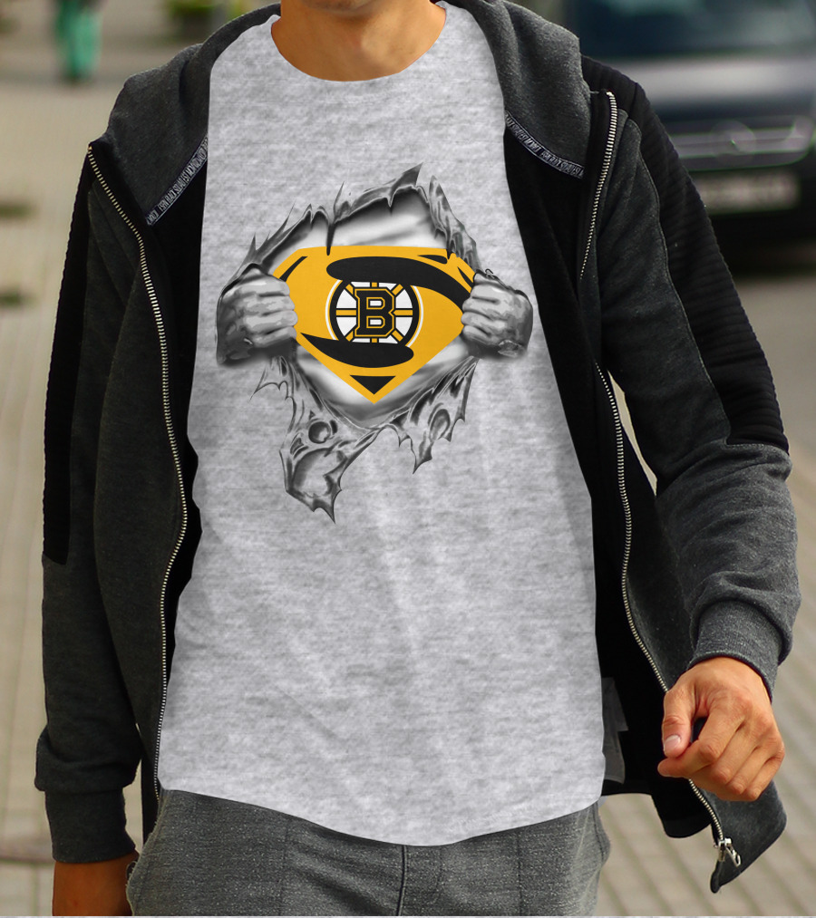Boston Bruins Superman Logo Reveal T-Shirt