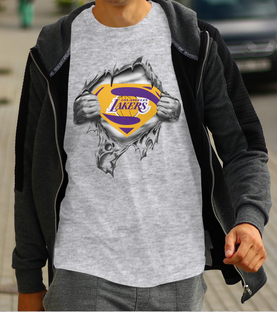 Los Angeles Lakers Superman Logo Tear T-Shirt