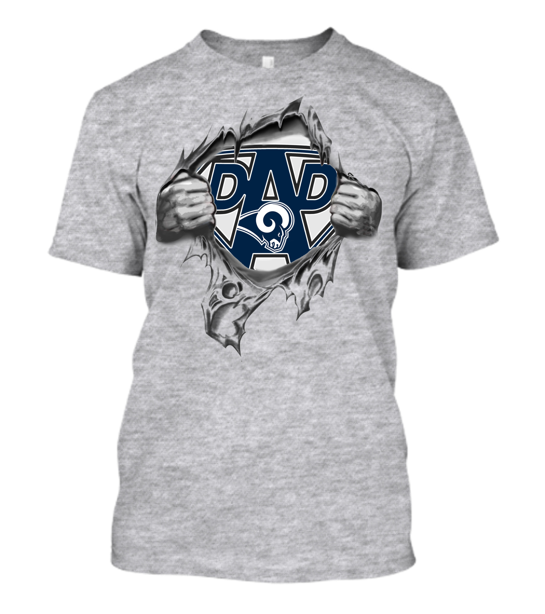 Super Dad Los Angeles Rams Fan Graphic With Ripped Effect T-Shirt