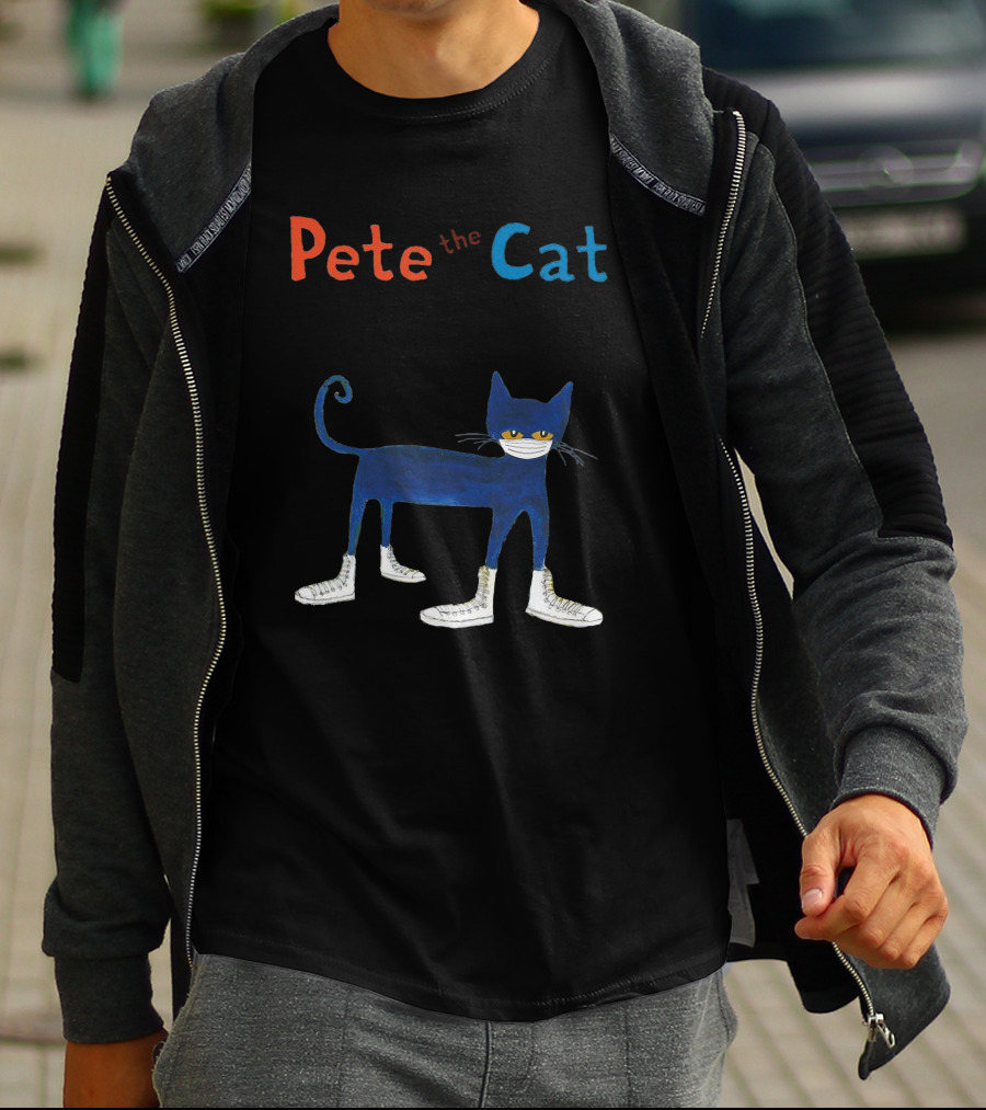 Pete The Cat Wearing White Mask And Sneakers T-Shirt