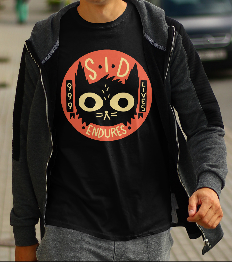 Sid Endures 999 Lives Cat Emblem T-Shirt