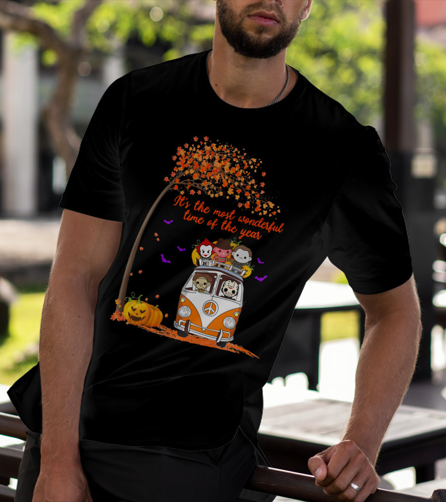 Horror Characters Halloween Road Trip Most Wonderful Time Of The Year T-Shirt