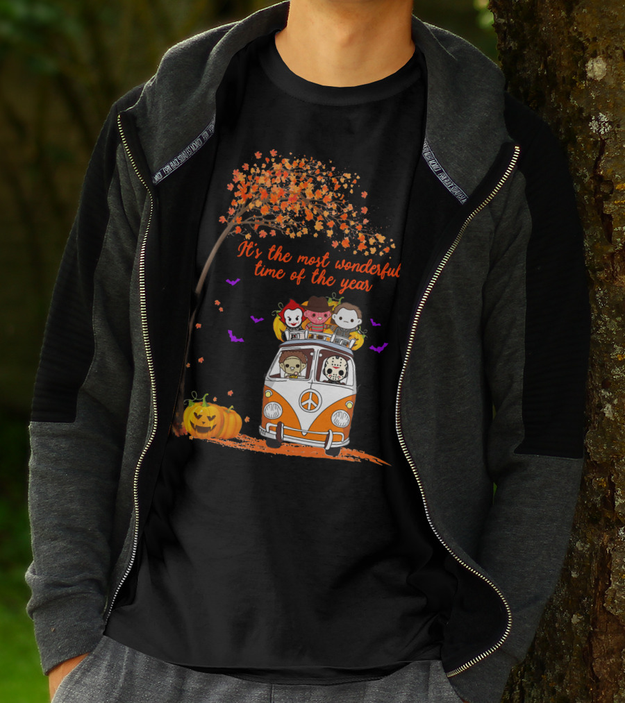 Horror Characters Halloween Road Trip Most Wonderful Time Of The Year T-Shirt