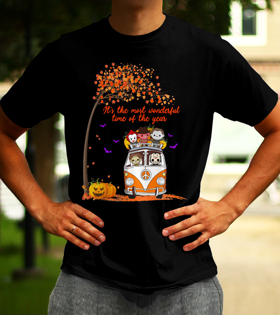 Horror Characters Halloween Road Trip Most Wonderful Time Of The Year T-Shirt