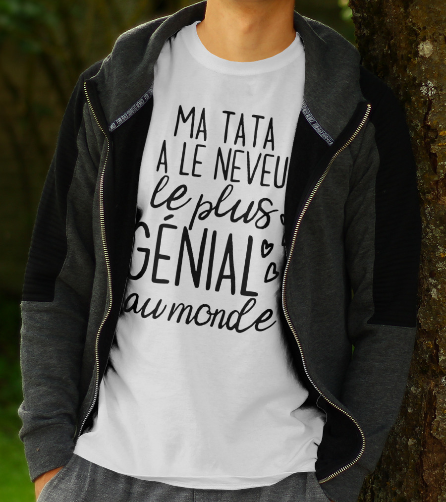 Ma Tata A Le Neveu Le Plus Génial Au Monde Coeurs Écriture Charmante T-Shirt
