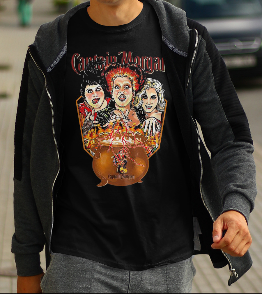 Captain Morgan Halloween Hocus Pocus Witches Cauldron T-Shirt
