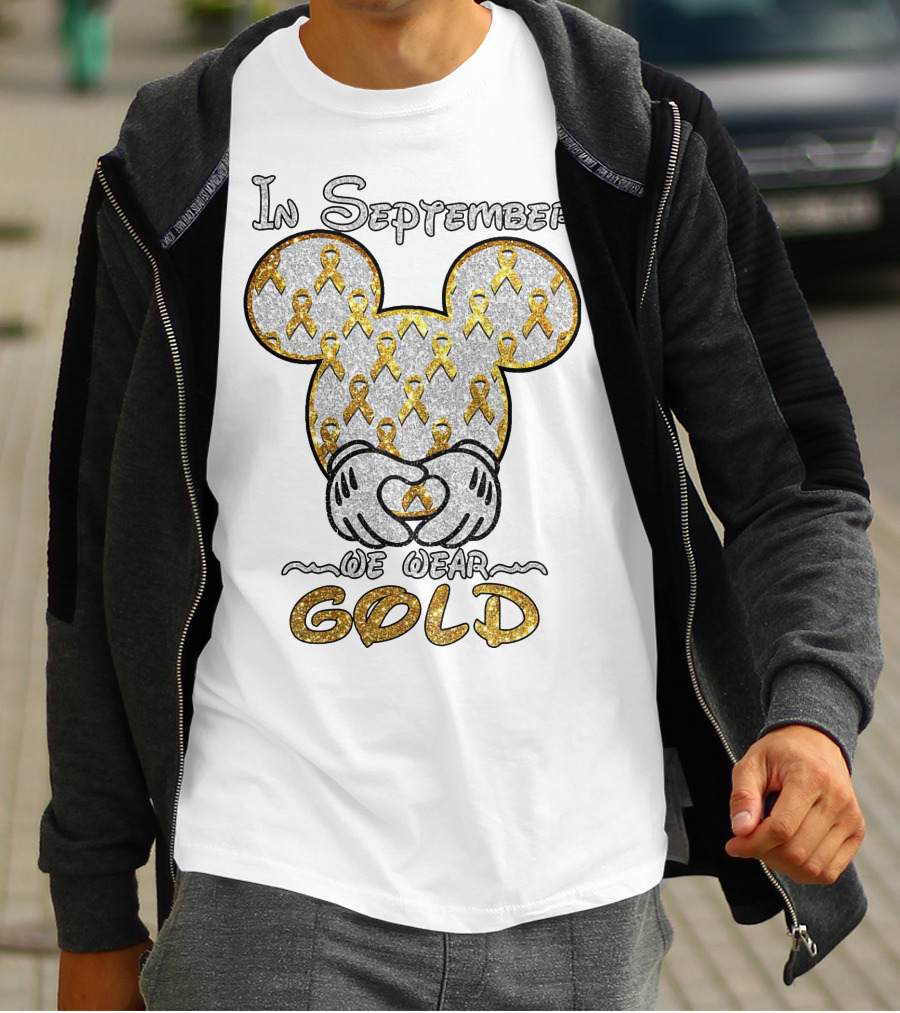 Mickey Mouse In September We Wear Gold Ribbons T-Shirt