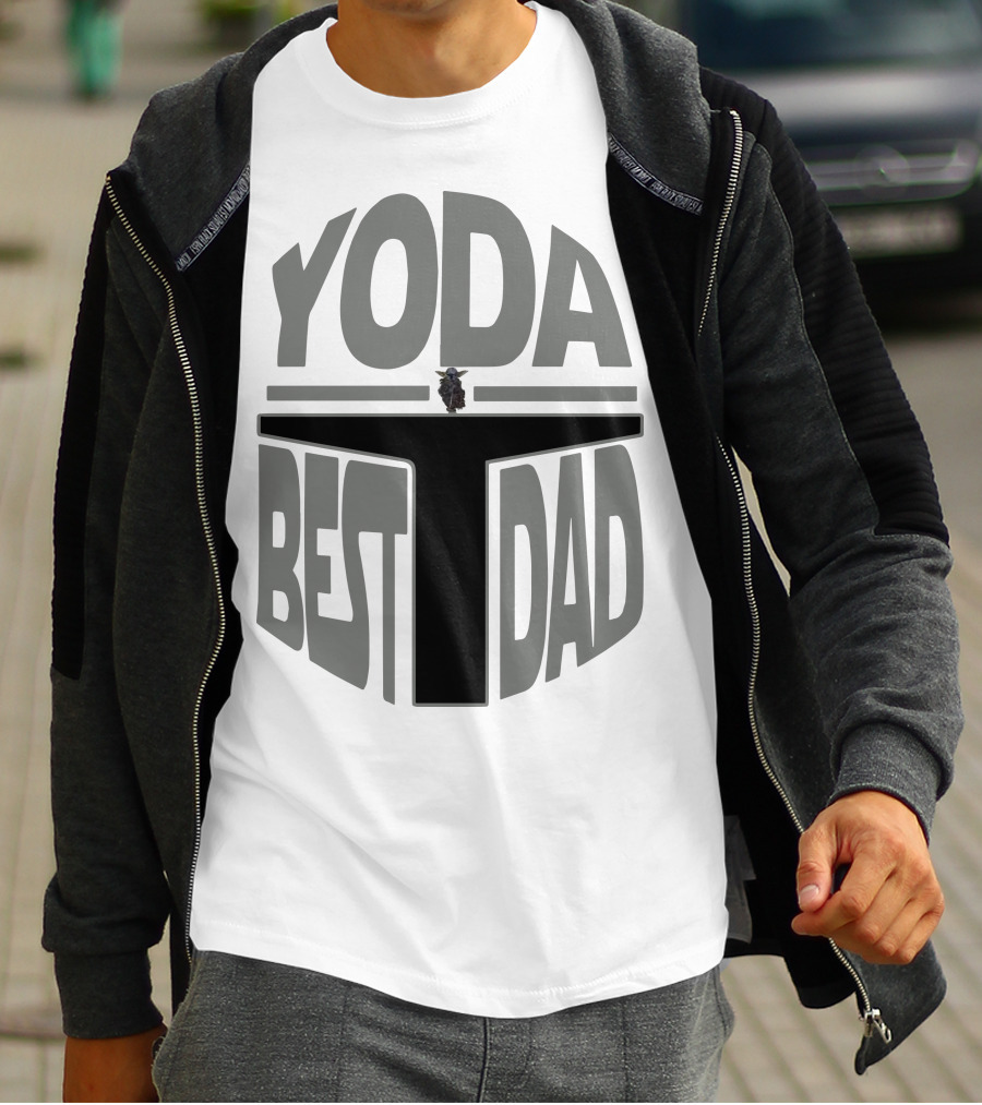Yoda Best Dad The Mandalorian Helmet Baby Yoda T-Shirt