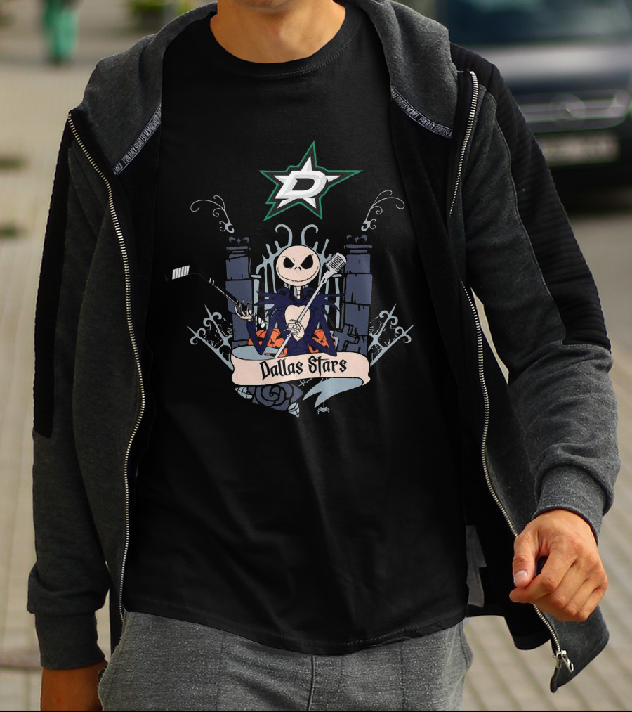 Dallas Stars Halloween Jack Skellington Hockey T-Shirt