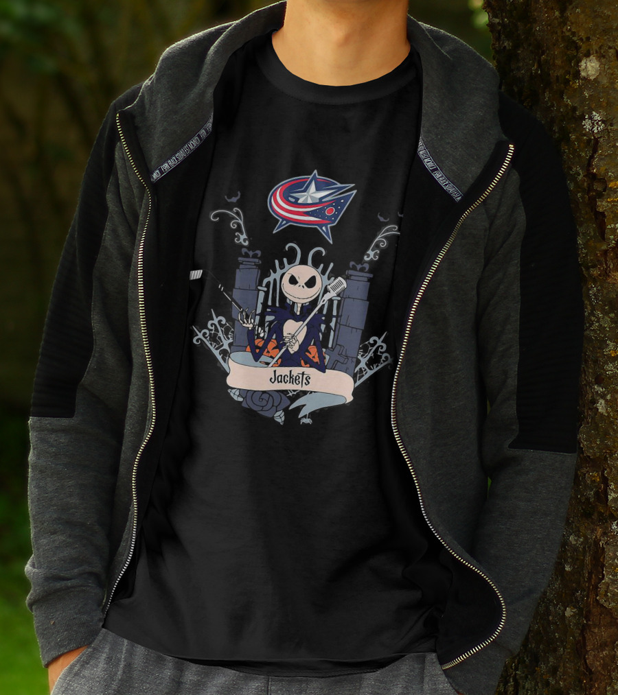 Halloween Jack Skellington Columbus Blue Jackets Hockey T-Shirt
