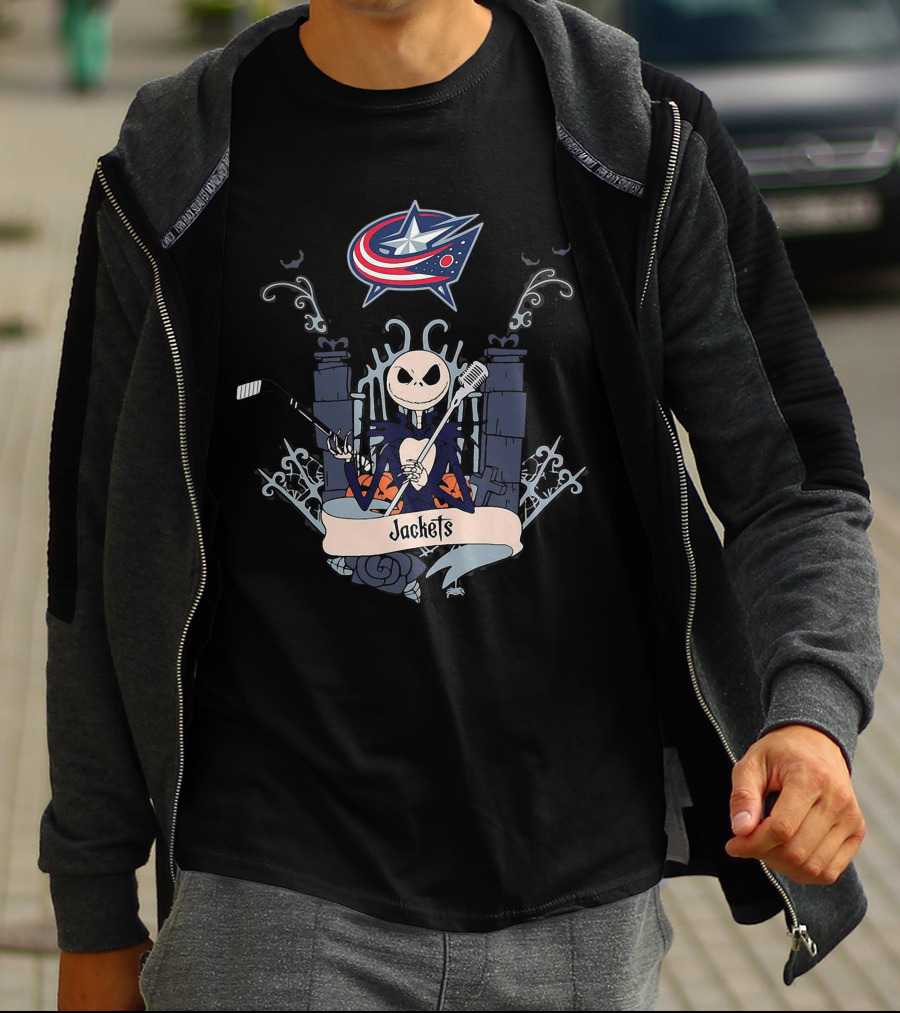 Halloween Jack Skellington Columbus Blue Jackets Hockey T-Shirt