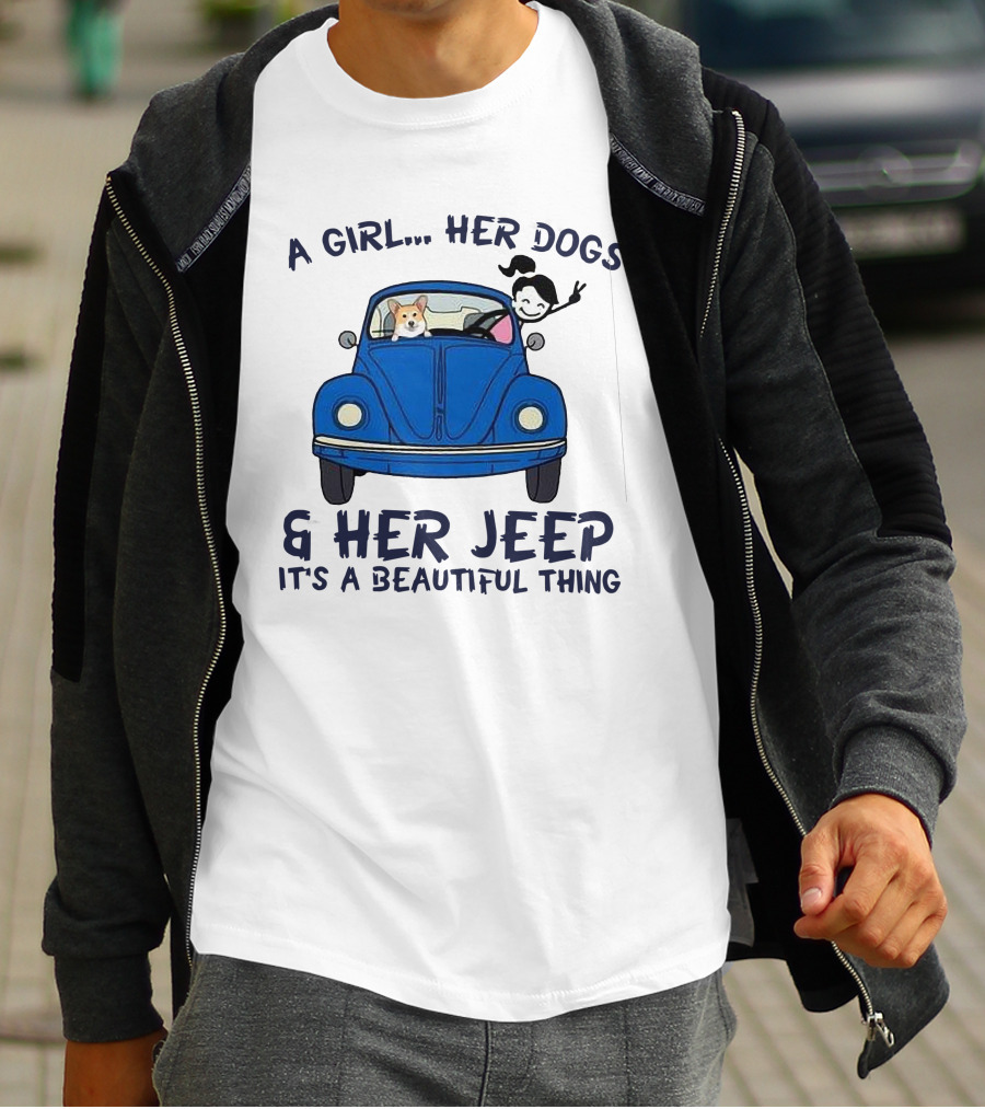 A Girl Her Dogs And Her Jeep It's A Beautiful Thing T-Shirt