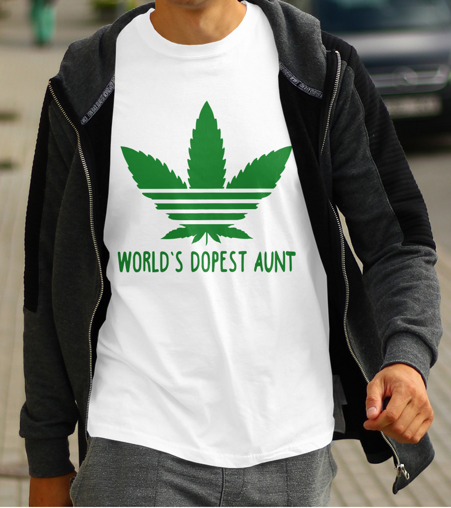 World's Dopest Aunt Marijuana Leaf Stripes T-Shirt