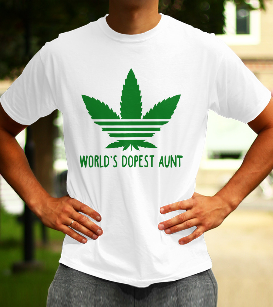 World's Dopest Aunt Marijuana Leaf Stripes T-Shirt