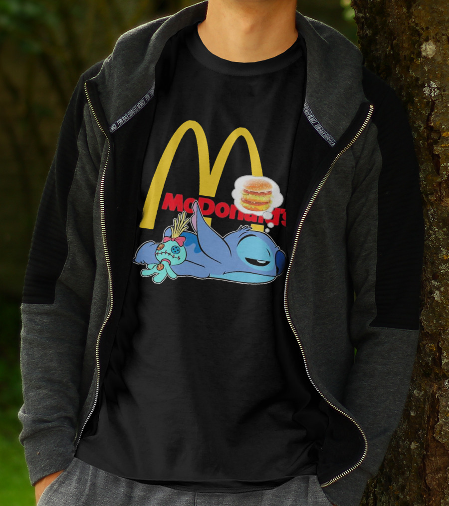 Stitch Sleeping Under McDonald's Golden Arches Dreaming Of Burger T-Shirt