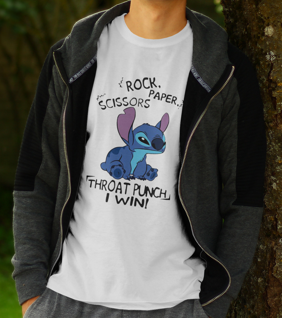 Stitch Rock Paper Scissors Throat Punch I Win T-Shirt