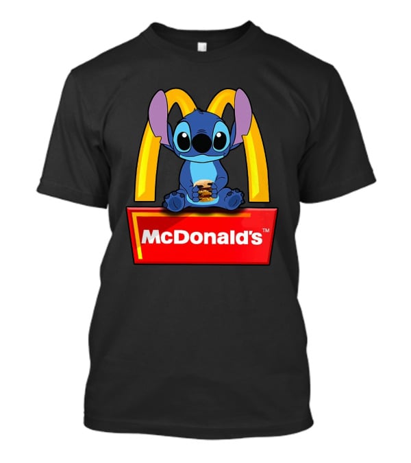 Baby Stitch Holding McDonald's Burger In Iconic T-Shirt