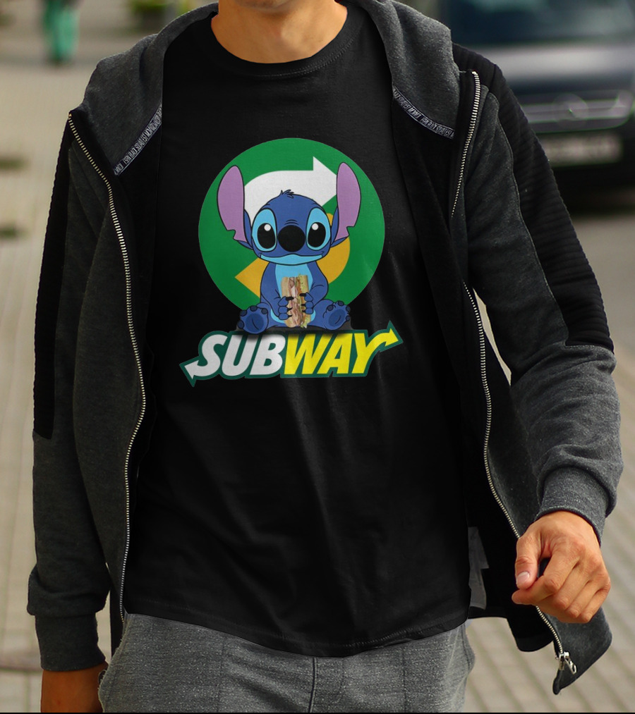Baby Stitch Holding Subway Sandwich T-Shirt