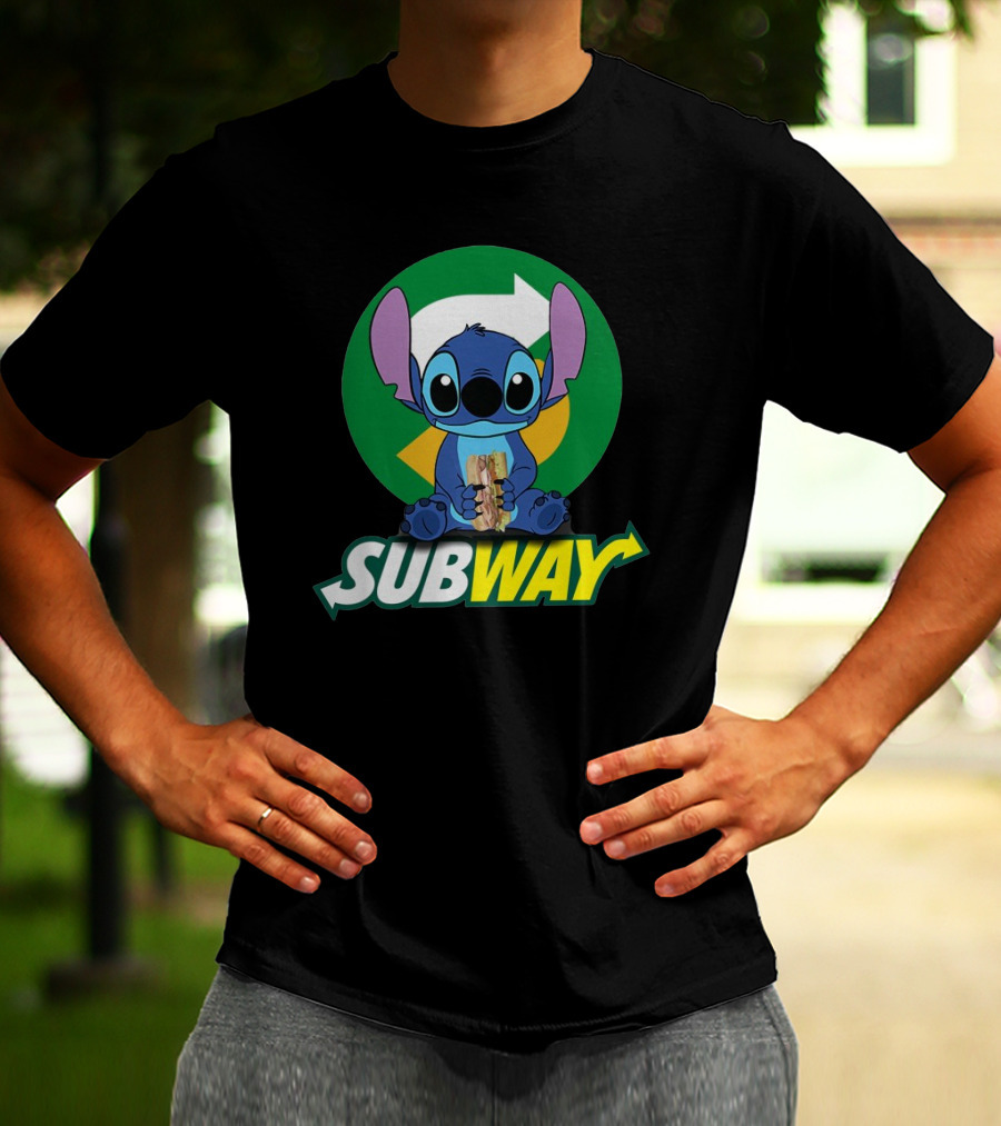 Baby Stitch Holding Subway Sandwich T-Shirt