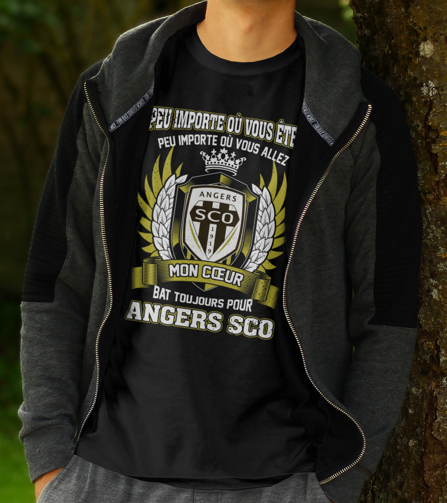 Peu Importe Où Vous Êtes Mon Cœur Bat Toujours Pour Angers SCO T-Shirt