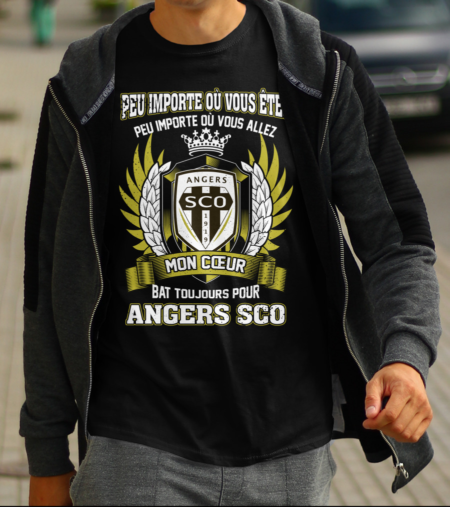Peu Importe Où Vous Êtes Mon Cœur Bat Toujours Pour Angers SCO T-Shirt