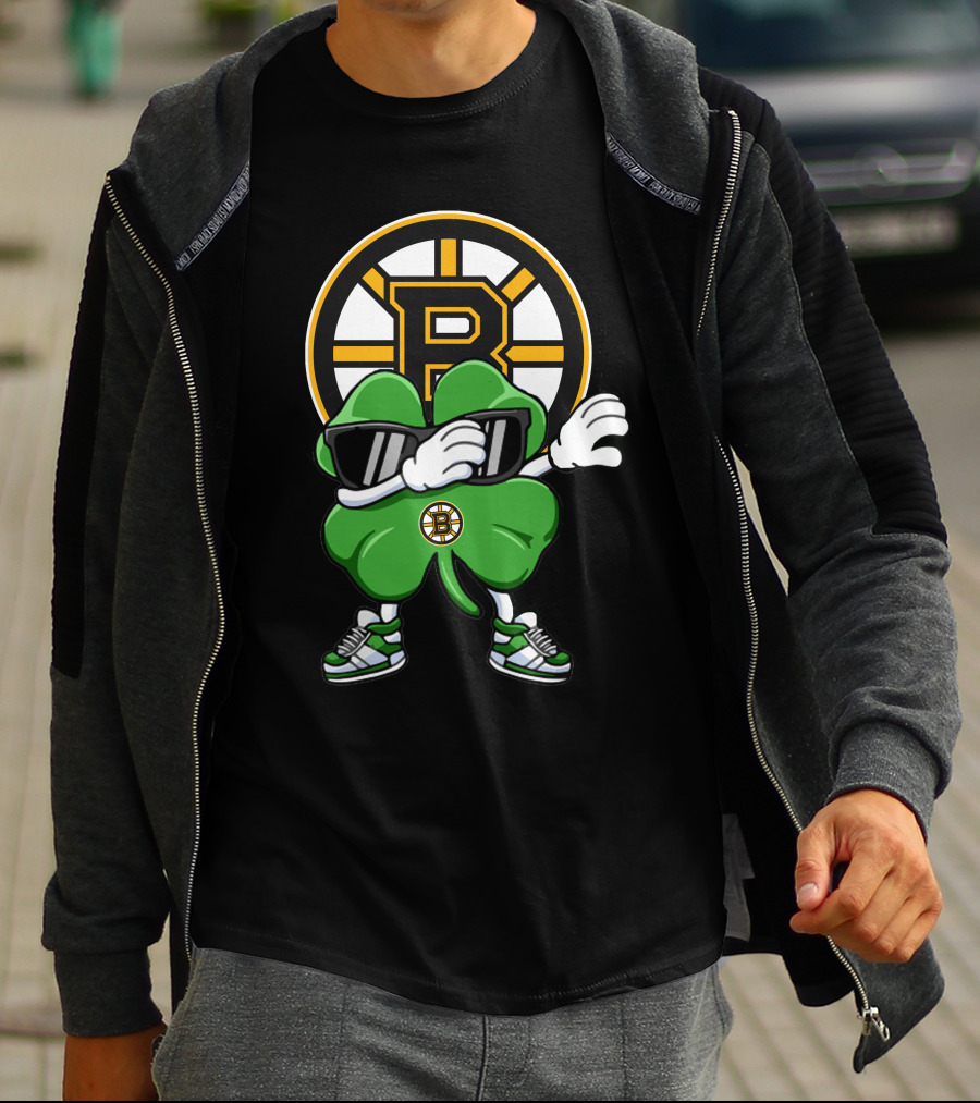 Boston Bruins Clover Dab Hockey Luck T-Shirt