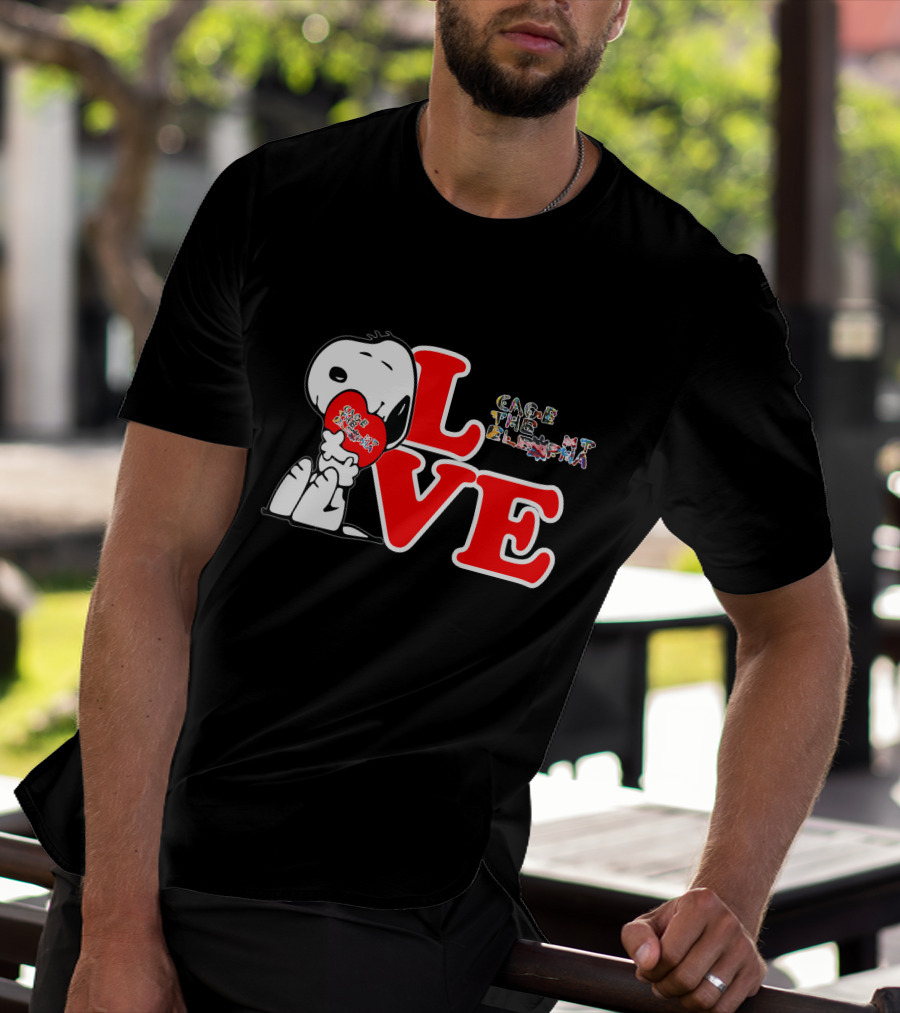 LOVE Snoopy With Cage The Elephant Heart T-Shirt