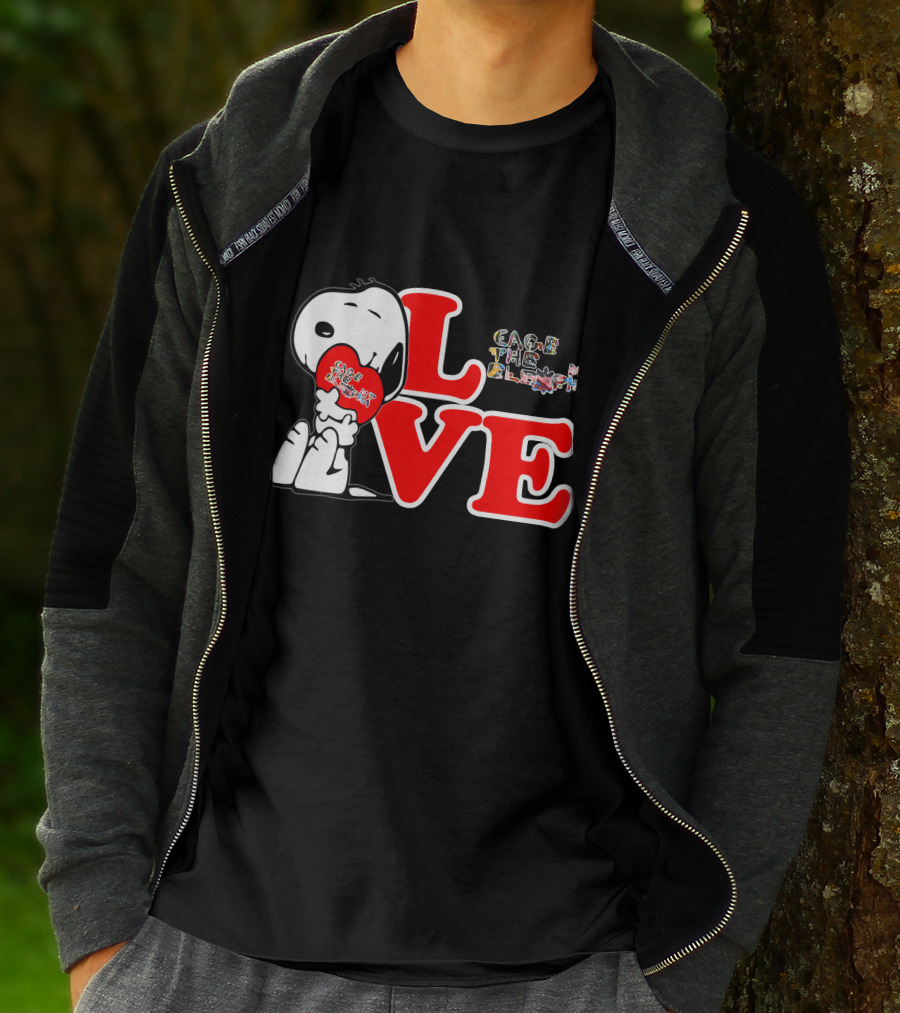 LOVE Snoopy With Cage The Elephant Heart T-Shirt