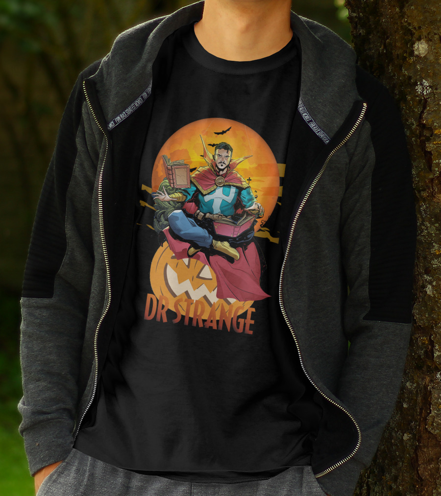 Dr Strange Halloween Comic Art Pumpkin Moon T-Shirt