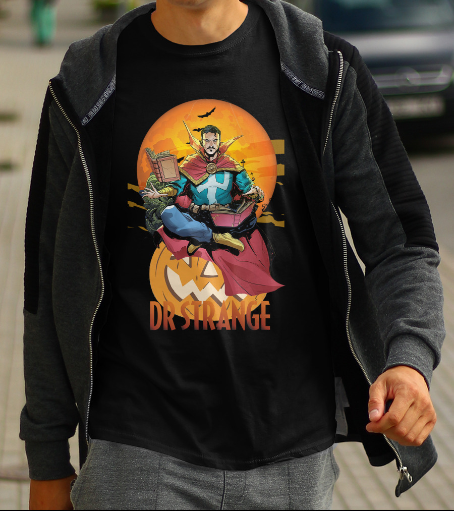 Dr Strange Halloween Comic Art Pumpkin Moon T-Shirt