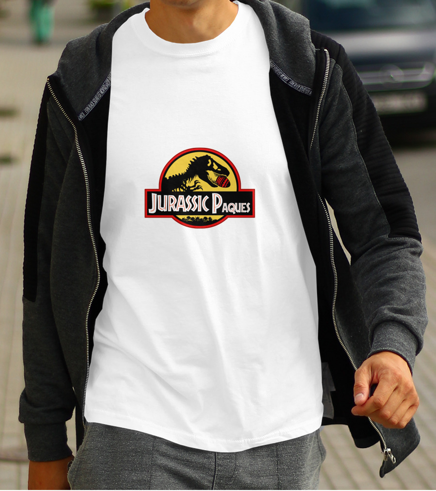 Jurassic Paques Dinosaur Silhouette Red Ball Circle T-Shirt