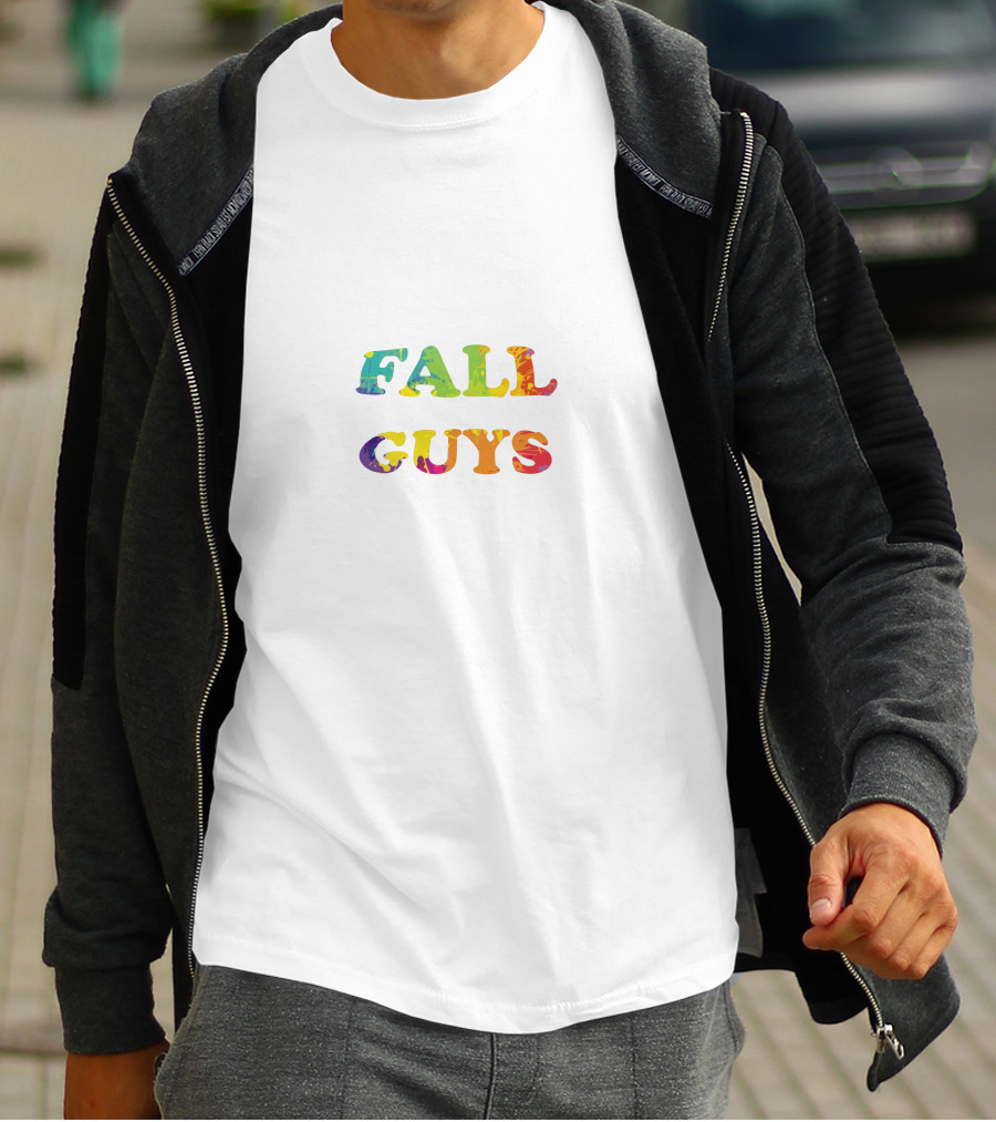FALL GUYS Colorful Text Logo Rainbow T-Shirt