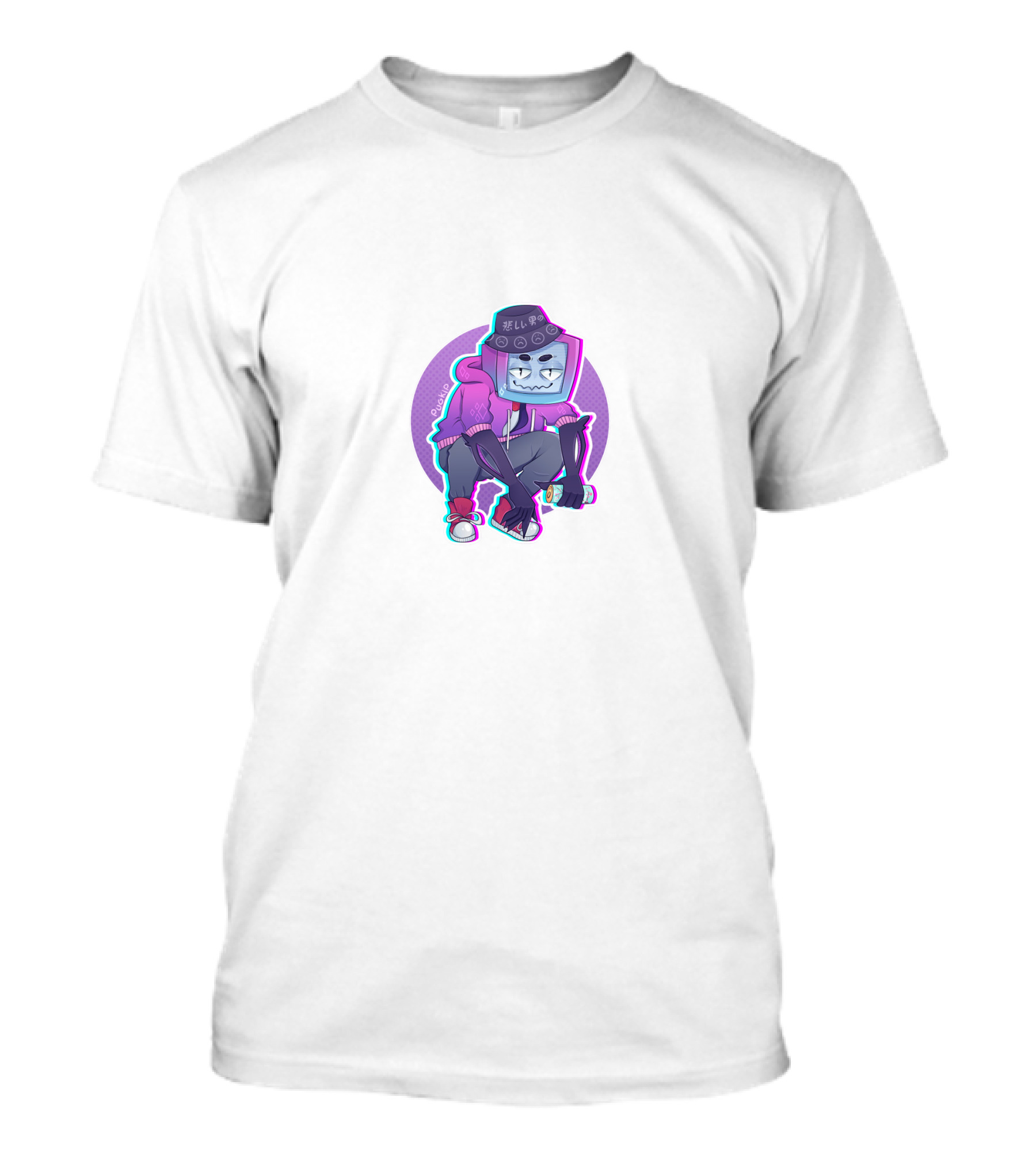Pyrocynical TV Head Character With Purple Neon Aesthetic And Sneakers T-Shirt