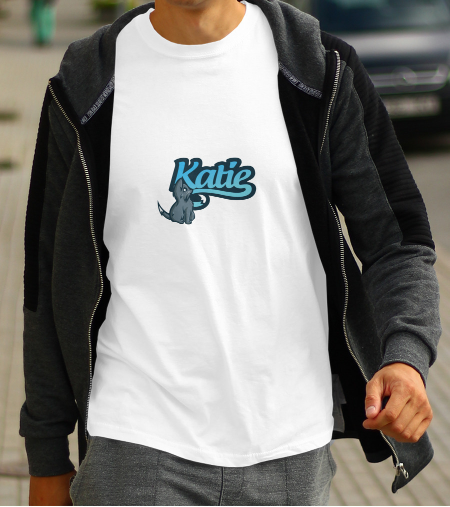 Katie Pup Blue Script T-Shirt